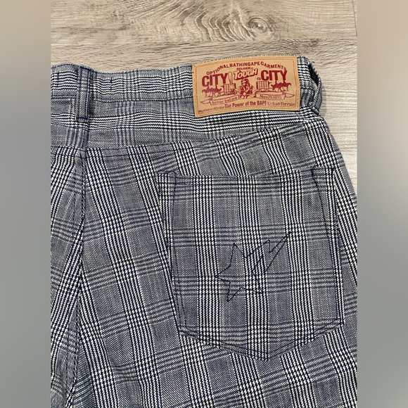 A Bathing Ape Plaid Mini Houndstooth Men's Gray Checkered Shorts XL - Picture 8 of 9